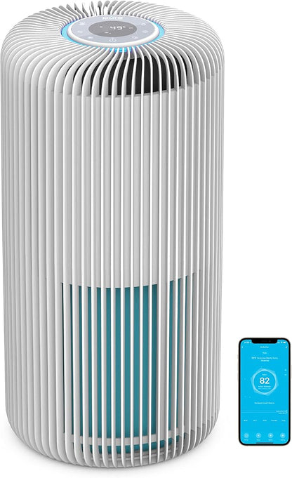 Pure Enrichment PureZone Turbo Smart Air Purifier for Large Rooms (1050 sq. ft. in 30 min.) - 5 Stage Filtration, Smartphone Compatible, Traps Germs, Smoke, & Dust (White)
