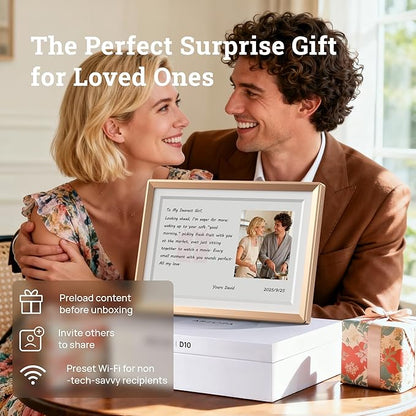 ARZOPA D10 Metal Digital Picture Frame 10.1" HD IPS Anti-Glare Touch Screen Load Photos & Videos Directly from Phone Ideal for Thoughtful Gifting Small and Exquisite - Champagne Gold
