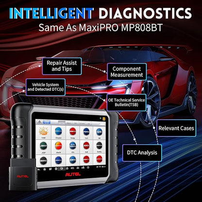 Autel Scanner MaxiCOM MK808Z-TS: Android 11 Based Bi-Directional TPMS Tool, Updated of MK808TS/MK808BT/TS608Pro with Active Test, 28+ Service, Bluetooth All Systems Diagnoses, Advanced TPMS Features