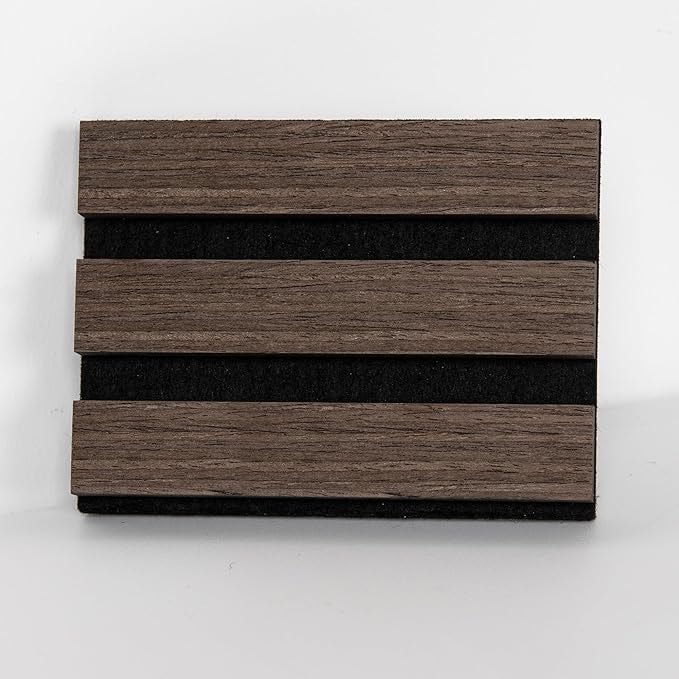 Sample Wood Salt Acoustic Wall Panels, Soundproof Wooden Wall Panels, 3D Fluted Sound Absorbing Panel, Natural Walnut, Sample Pack