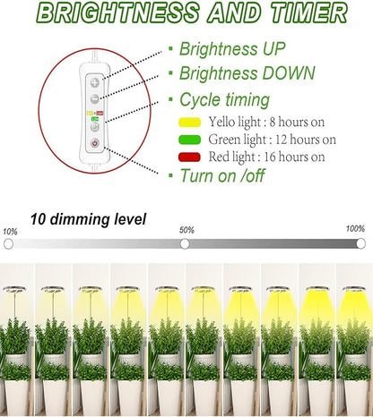 yadoker Plant Grow Light,LED Growing Light Full Spectrum for Indoor Plants,Aluminum Marble Grain Plant Lights,Height Adjustable, Automatic Timer, 5V Low Safe Voltage