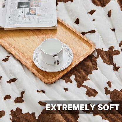 Cow Print Heated Electric Blanket Twin Size,62X84 Brown Heating Blanket with 10 Heats Levels & 8 Hours Auto Off,Highland Cow Fleece Sherpa Blankets Warmer Gifts for Women Adults Couch,Washable