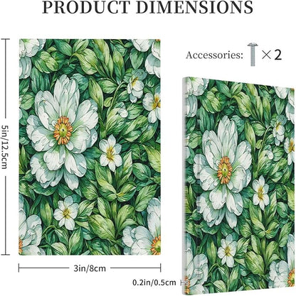 Vintage Floral White Flowers Green Plants Leaves Light Switch Cover Plate 1 Gang No Device Blank Decorative Switch Plate Electrical Wall Plates Faceplate for Bedroom Bathroom Decor