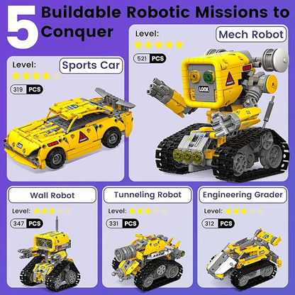 5 in 1 STEM RC Robotics Kit, APP & Remote Control Robot Building Kit, DIY Science Kits for Kids Age 8-12, 8 Year Old Boy Birthday Gift