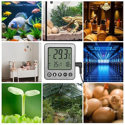 2 pcs Refrigerator Thermometer Freezer Alarm Digital Freezer Thermometer Fridge Thermometer with Extra Sensor high and Low Temperature Alarm (2, Black, ZZ10)