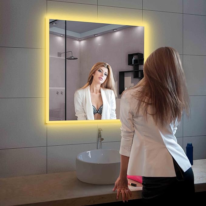 Blossom 36x36 LED Mirror for Bathroom | Backlit LED Vanity Mirror with Anti-Fog, Stepless Dimmable, 3 Color Temperature | Lighted Mirrors for Bathroom Wall | Smart Vanity Makeup Mirror with Lights