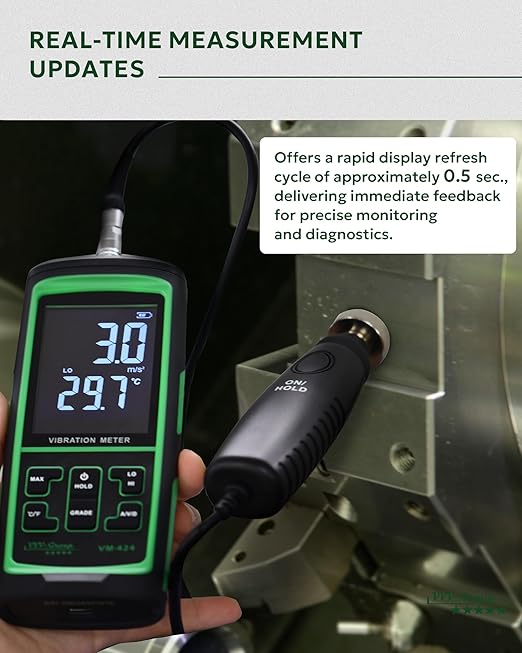 Vibration Meter VM-424 Digital Vibrometer Handheld Vibration Analysis Equipment Acceleration Velocity Displacement Measurement