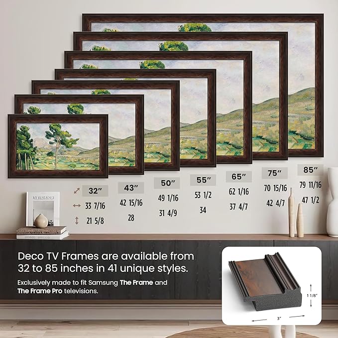 Burlwood 55" Premiere Deco TV Frame - Compatible ONLY with Samsung The Frame TVs (Fits 2021-2025, LS03A, LS03B, LS03C, LS03D, LS03FA)