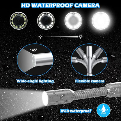 Sanyipace Sewer Camera with Locator 100 FT/30 M, Drain Pipe Inspection Camera with Detector, Waterproof Cámara Probe w/h 512Hz Transmitter, Distance Counter, 9" Color Screen, 16GB TF Card, 5mm Cable