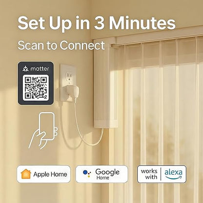 Smart Electric Curtain Motorized Track, Compatible with Alexa Google Assistant & Siri, Tuya App Remote Control, Adjustable to 5.2m(204 inch) for Living Room & Bedroom
