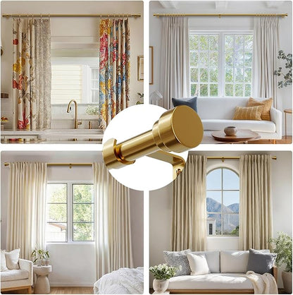 Oneach Heavy Duty Curtain Rods for Windows 28 to 48 Inch, 1 Inch Brass Gold Curtain Rod, Adjustable Length Rod with Metal Finials, Modern Decorative for Bedroom Kitchen Living Room (16 to 60 Inch)