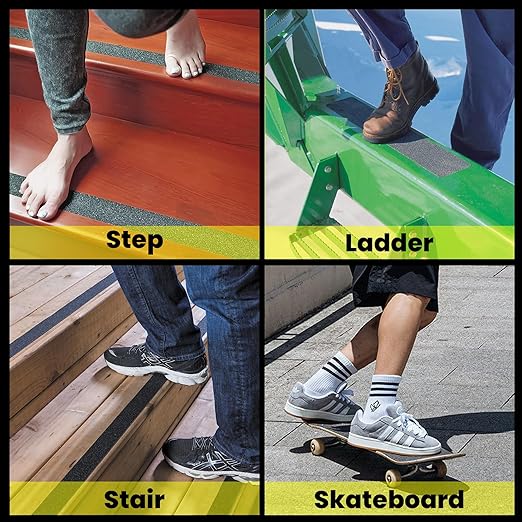 TAPEBEAR Black Safety Grip Tape 2inch x 60feet, Warning Anti-Slip Tape Strong Adhesive Waterproof for Indoor Outdoor Steps Stairs, Compatible with Plastic, Wood, Ceramic, Glass, Metal, 2Rolls