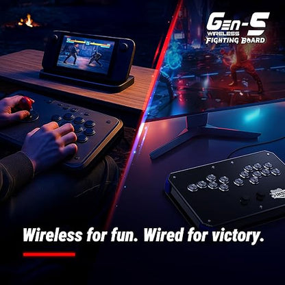 Brook Gaming Gen5W Fighting Board – Wireless Compatible Controller Board for P5, PC & Steam Deck | Ultra-Low Latency | Turbo, Macro & RGB Customization (Exclusive Version) (Gen5W)