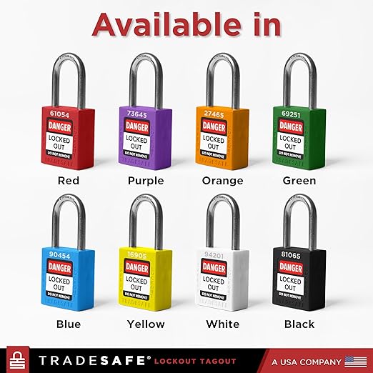 TRADESAFE Lockout Tagout Locks Set - 10 Purple Loto Locks, Lockout Locks Keyed Different, 2 Keys Per Lock, OSHA Compliant Lock Out Tag Out Padlocks, Safety Padlocks for Electrical Lockout Tag Out Kits