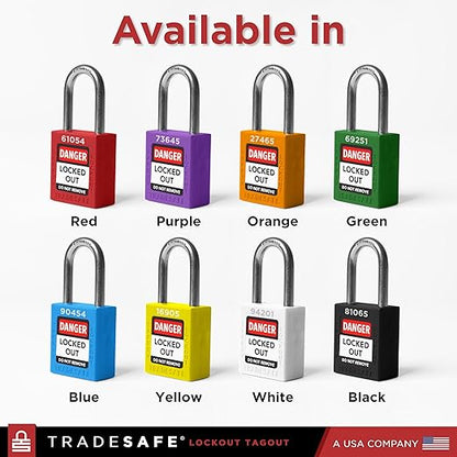 TRADESAFE Lockout Tagout Locks Set - 10 Yellow Loto Locks, Lockout Locks Keyed Different, 2 Keys Per Lock, OSHA Compliant Lock Out Tag Out Padlocks, Safety Padlocks for Electrical Lockout Tag Out Kits