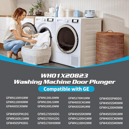 WH01X20823 Washer Door Plunger Compatible with GE Hotpoint Washer GFWH1200H0WW GFWN1100H0WW GFW400SCK0WW GFW450SSK0WW, Replacement Parts 4120987 AP6004903 PS11736830 EAP11736830