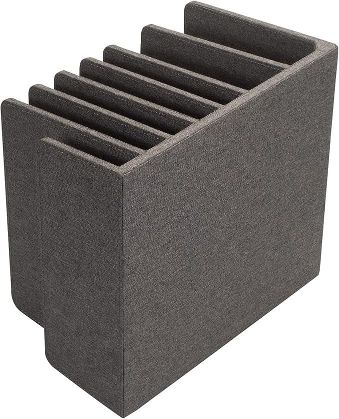 MobileVision Executive Dark Gray Device Organizer for Smartphones, Tablets and Laptops, 7 Slots with Extra Wide Slots for Laptops