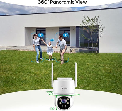 Kittyhok 2K Solar Home Security Camera System, Smart Human Detection, Spotlight, Forever Power, 10CH NVR, 0 Monthly Fee, KBS4084 Bundle with Battery Powered PT Solar Camera BY4