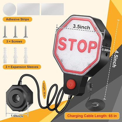 Adjustable Garage Parking Sensor Aid with with Red/Yellow/Green LED Display, Garage Parking Aid Set Stop Distance 6"–6 ft, Battery (Not Included) or USB Powered, No-Drill Installation(Black)