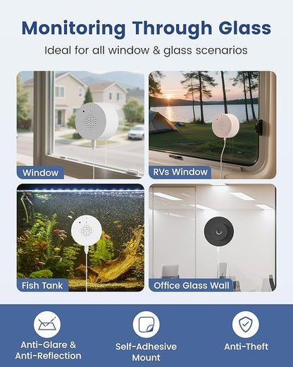 3MP 2K Window Camera, 2.4GHz WiFi Indoor Camera for Home Security, with Full-Color Night Vision, Person & Motion Detection, 2 Way Audio, 24/7 Recording, Easy Set Up, 2 Packs
