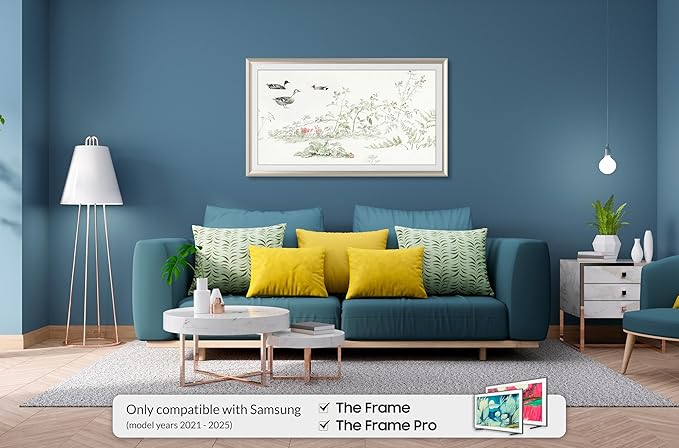 German Silver Prismatic 3" Color Chip Alloy Deco TV Frame (32",43",50",55",65",75",85") Compatible ONLY with Samsung The Frame and Pro TVs (Fits 2021-2025, LS03A,LS03B,LS03C,LS03D,LS03FA,LS03FW)