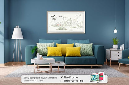 German Silver Prismatic 85" Alloy Deco TV Frame - Compatible ONLY with Samsung The Frame TV and Pro TVs (Fits 2021-2025, LS03A, LS03B,LS03C,LS03D,LS03FA,LS03FW)