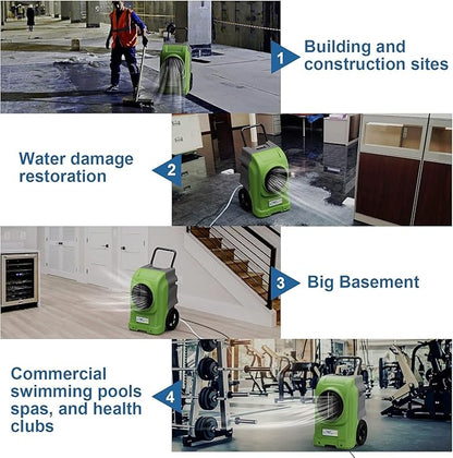 AlorAir 270 Pints Commercial Dehumidifiers for Large Room or Basements, Industrial Large Dehumidifier with Pump and Drain Hose, Water Damage Restore, Limited 5 Years Warranty