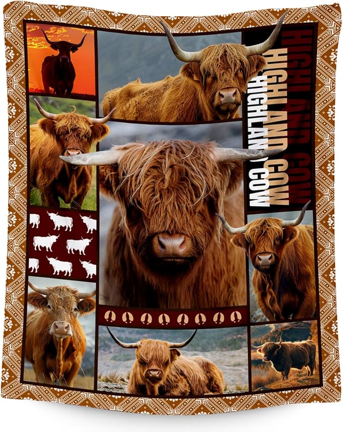 Blanket for Women Girls, Highland Cow Gifts for Adults - 30"x40" Kids Throw for Couch, Office - Soft, Fuzzy & Cozy - Wildlife Home Decor Gift Ideal