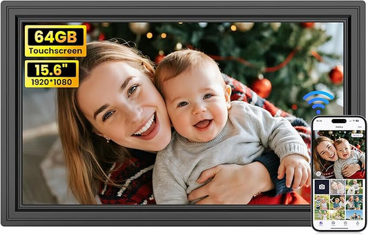 64GB Uhale 15.6" Digital Picture Frame, Large WiFi Electronic Photo Frames 1920 x 1080 IPS FHD Touch Screen, Share Photos and Videos Anywhere, Support SD/USB, Best Gifts for Parents and Grandparents