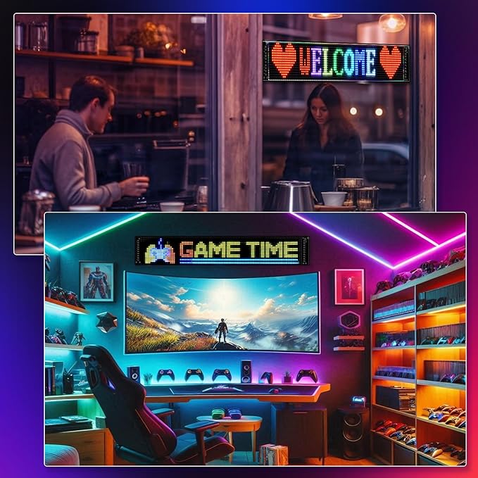 GOTUS Programmable LED Sign,LED Sign for Business,Bluetooth APP Control,DIY Design Text, Patterns, Animations