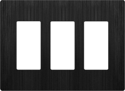 LIDER Brushed Finish Decorator Switch Cover, Screwless Wall Plate, Mid-Size 3-Gang 4.88" x 6.77", Unbreakable Polycarbonate Thermoplastic, UL Listed, LSWP-33M-BBK, Brushed Black