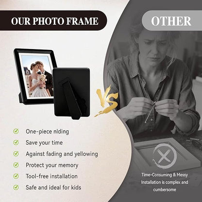 1-Pack 5x7 Black Picture Frame, Clear Acrylic Photo Frame with White Mat for 4x6 Photos, One-Piece Shatterproof & Tool-Free Design, UV-Resistant Waterproof Tabletop Frame for Home Office Decor