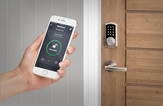 Kwikset SmartCode 916 Z-Wave Smart Lock, Keyless Entry Ring Compatible Door Lock, Touchscreen Electronic Deadbolt, SmartKey Re-Key Security, Smart Hub Required, Traditional Satin Nickle
