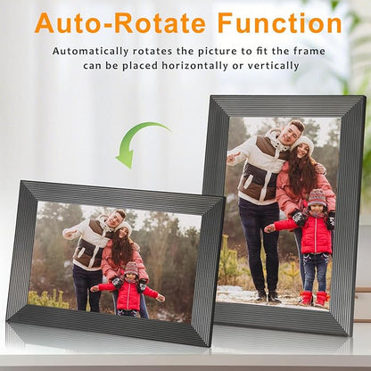 Frameo 10.1 Inch Smart WiFi Digital Photo Frame,Digital Picture Frame with 16GB Storage & SD Slot, Electronic Picture Frame IPS Touch Screen with Auto-Rotate, Frameo Digital Frame WiFi - Black