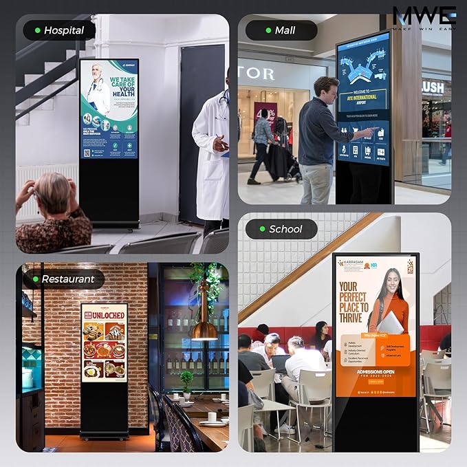 JIYANG 55 Inch 4K Indoor Digital Signage Display Floor Standing Digital Kiosks LCD Totem Monitor with WiFi HDMI/USB Input Auto Media Player Android System,Store Displays Screens