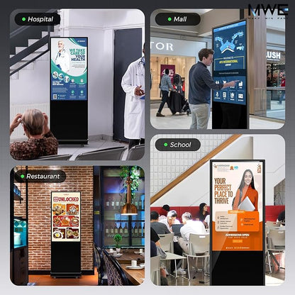 JIYANG 65 Inch 4K Digital Signage Display,Indoor Floor Standing Advertising Eletronic Display Signs Kiosk Android System,LCD Totem Support HDMI-in,Store Displays Screens and CMS System(Black)