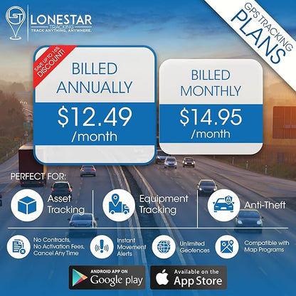 LoneStar Tracking GPS Tracker: Titan LTE 4G/5G, Hidden GPS Tracking Devices for Cars, Trucks, Fleet, Motorcycles, Assets, Anti-Theft Vehicle Security, Real-Time Location (Low Cost Subscription Plan)