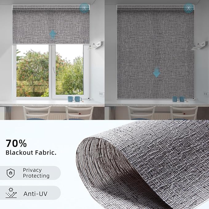 SmartWings Motorized Smart Blinds for Windows in Light Filtering, Electric Remote Roller Shades Compatible with Alexa/Google Home/Homekit, Custom Up to 110”W x 148”H, Safari Translucent Midnight