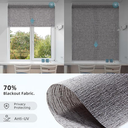 SmartWings Motorized Smart Blinds for Windows in Light Filtering, Electric Remote Roller Shades Compatible with Alexa/Google Home/Homekit, Custom Up to 110”W x 148”H, Safari Translucent Midnight
