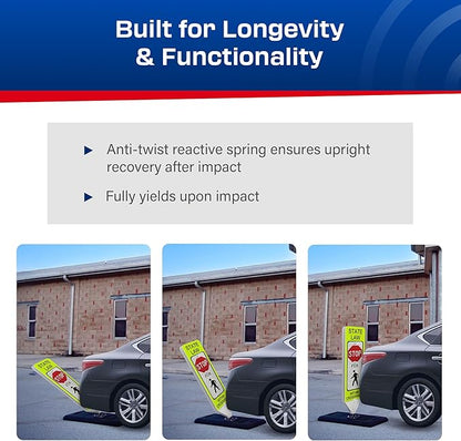 Impact Recovery - In-Street Pedestrian Crossing Signs - Street Sign - Road Safety Stop Sign with Portable Base