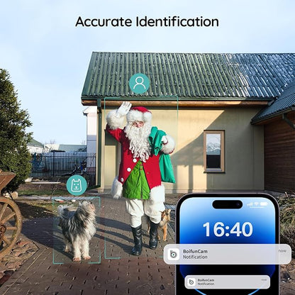 BOIFUN Doorbell Camera Wireless – No Subscription Required, 2K HD, 166° Wide View, 2.4 GHz Wi‑Fi Only, HDR Night Vision, Motion Alerts, Two‑Way Audio & Battery Video Doorbell with Chime