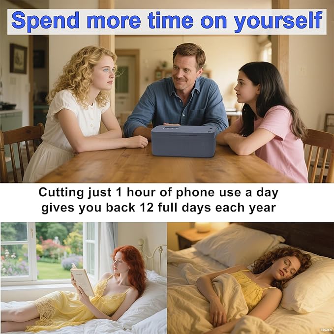 Timed Lock Box - Unplug from Cell Phones, Video Games, Socials, Snacks, Distractions - Simple or Timer Lock Mode - 30 Days Max Timer - Be More Present, Productive & Focused - Habit Control - Gray