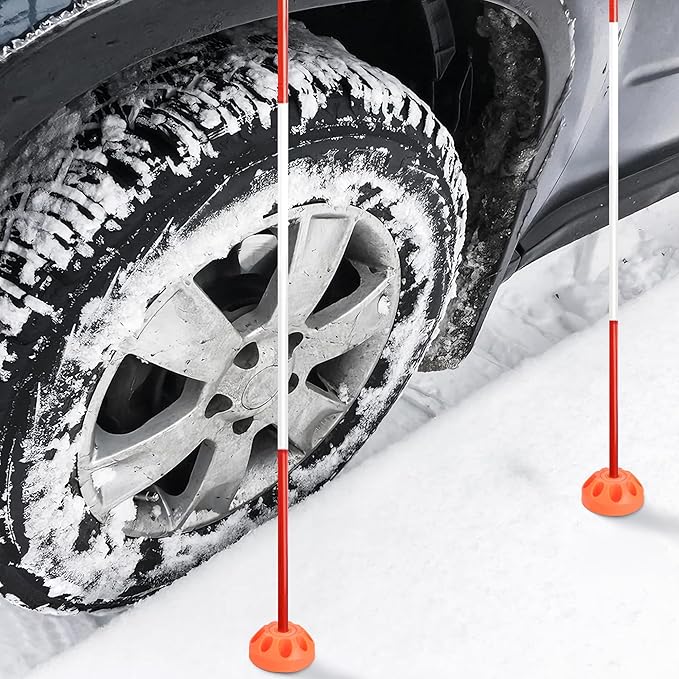 15 Pcs Driveway Marker Mount Stakes, Orange Reflective Mount Stake, Snow Ground Spike Stake for Driveways Pathways Walkways Parking Lot Ski Run Residential Property