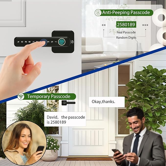 Smart Door Lock, Fingerprint Door Knob, 5 in 1 Digital Knob APP/Keypad Code/IC Cards/Fingerprint/Keys, for Home Hotel Apartment Office