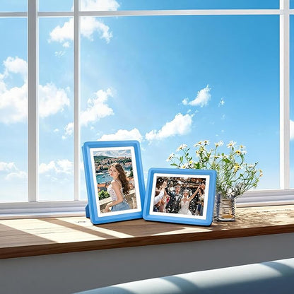 Blue 5x7 Picture Frame with Acrylic Front 6 Pack, ABS Frame for 5x7 or 4x10 Photos, Shatterproof UV-Resistant Tabletop Photo Frame, Vertical/Horizontal Display for Home Décor