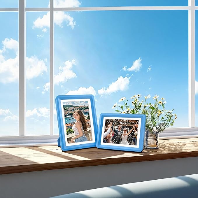 5x7 Picture Frame with Acrylic Front, ABS Frame for 5x7 or 4x6 Photos, Shatterproof UV-Resistant Tabletop Photo Frame, Vertical/Horizontal Display for Home Décor, Blue-v1