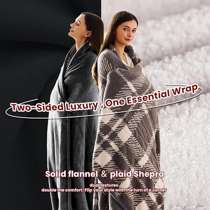 Heated Electric Blanket Queen Size - 84"x90" Flannel Heating Blanket with 10 Heating Levels & 5 Time Settings Over-Heat Protection, Winter Warmer for Adults with ETL Certification（Grey）