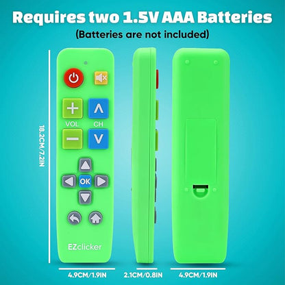 Plus Big Button Universal TV Remote (Green) Simple Easy to Use, Works with Major TV Brands (2xAAA Batteries Not Included)