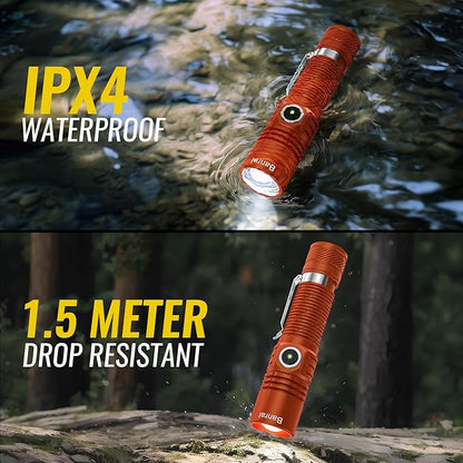 Rechargeable Tactical Flashlights, High Lumens Small Mini USB-C LED Flashlight, Compact EDC Flash Light, 4 Modes&Memory Function, Waterproof Pocket Lights for Home,Camping,Emergency (2, Orange)