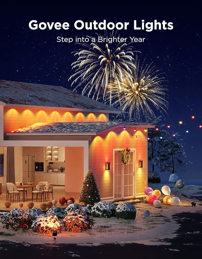 Govee Outdoor UpDown Wall Light, 2 Pack, 1200LM RGBICWW Smart Porch Lights Outdoor with 64 Scene Modes, IP66 Waterproof Wall Sconce for Outdoor Decor, Works with Alexa, Google Assistant and Matter